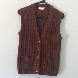 Vintage small brown cardigan sweater vest